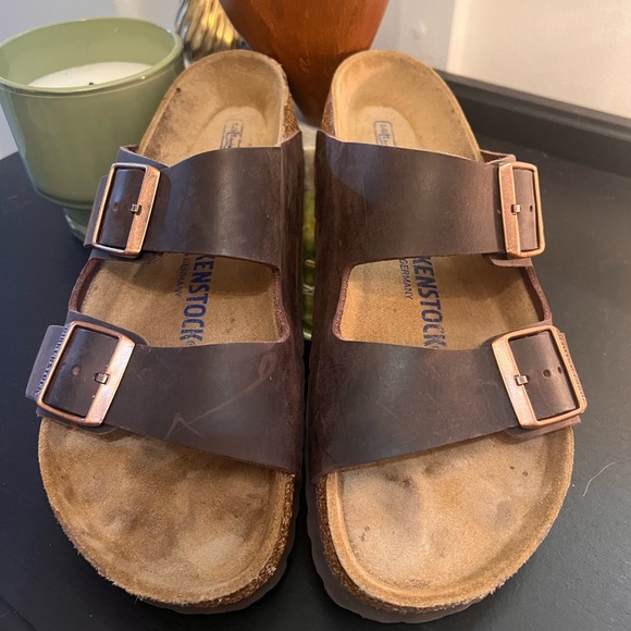 Birkenstock Women's Dark Brown Leather Sandals - Picture 1 of 5
